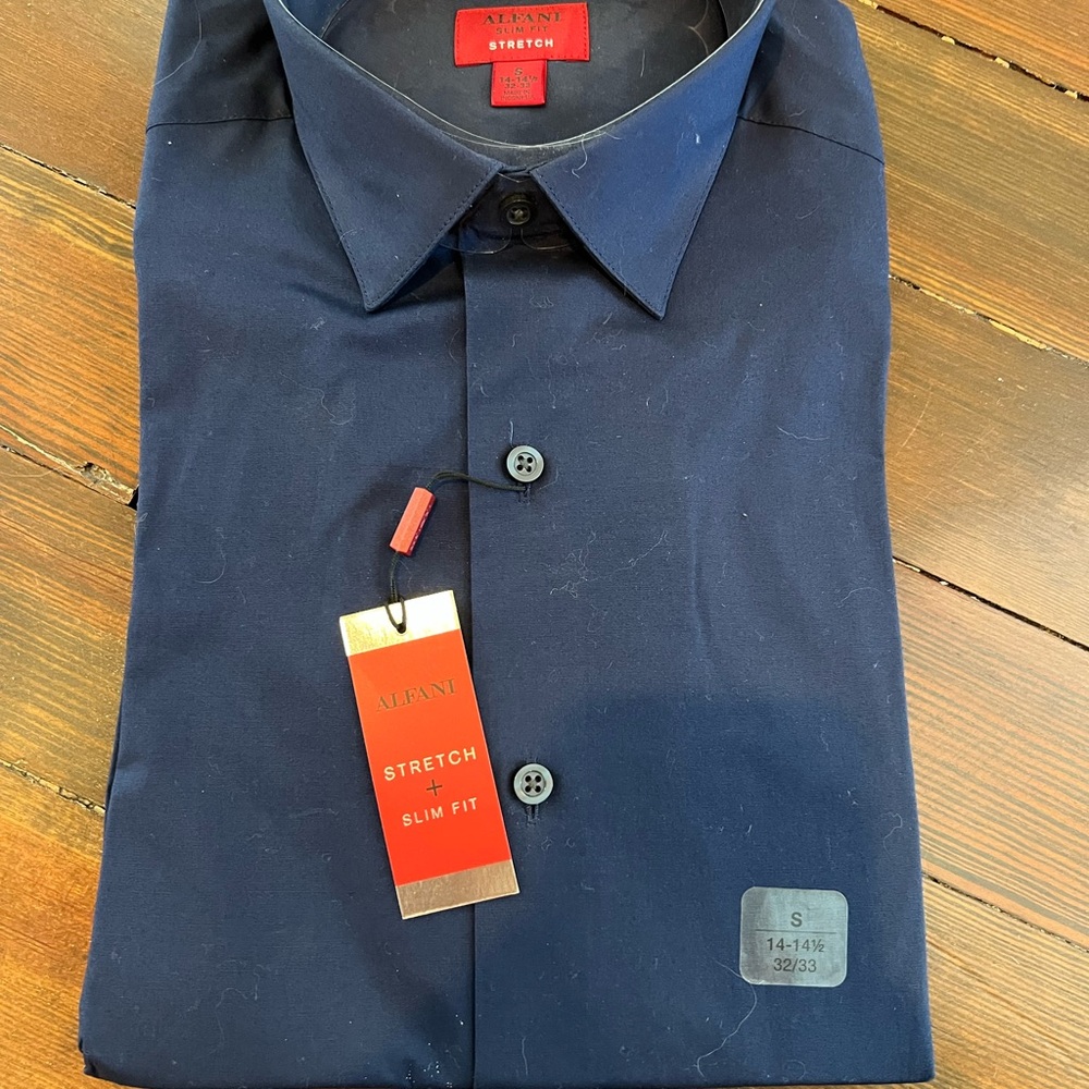 Alfani Men's Dark Blue Stretch Dress Shirt